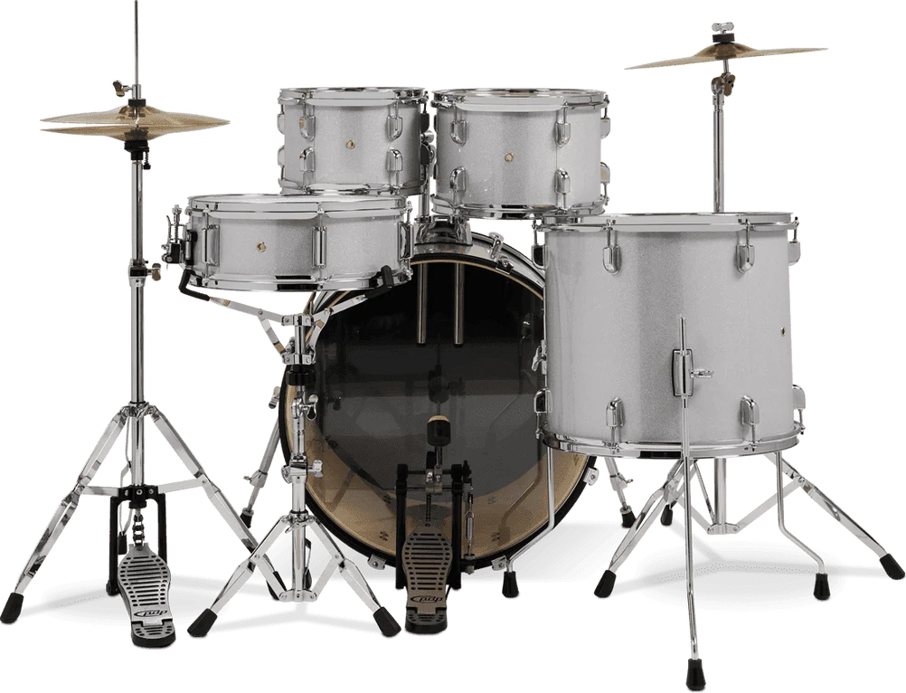 PDP CENTERstage 5-Piece Complete Drum Kit 22", Diamond White Sparkle (Hardware, Cymbals & Throne)
