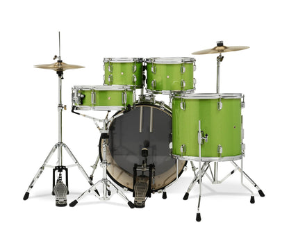 PDP CENTERstage 5-Piece Complete Drum Kit 22", Electric Green Sparkle (Hardware, Cymbals & Throne)