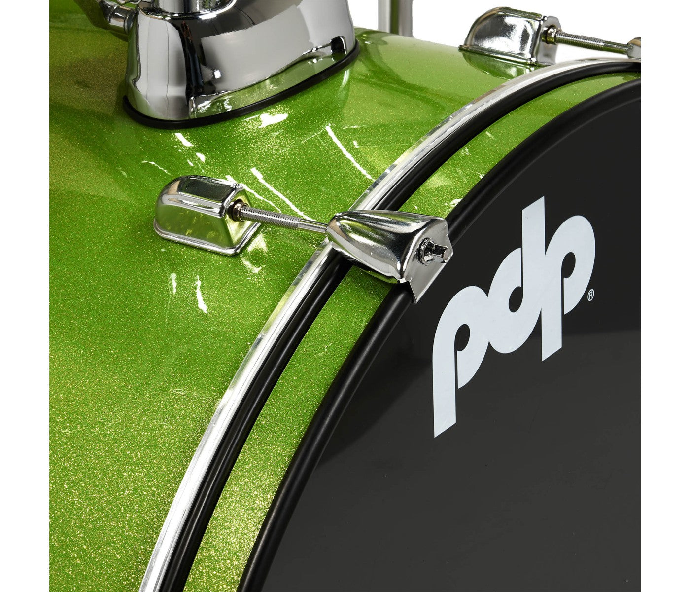 PDP CENTERstage 5-Piece Complete Drum Kit 22", Electric Green Sparkle (Hardware, Cymbals & Throne)
