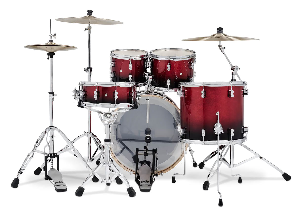 PDP Concept Maple 5-Piece Shell Pack 22", Red-to-Black Fade, Chrome Hardware