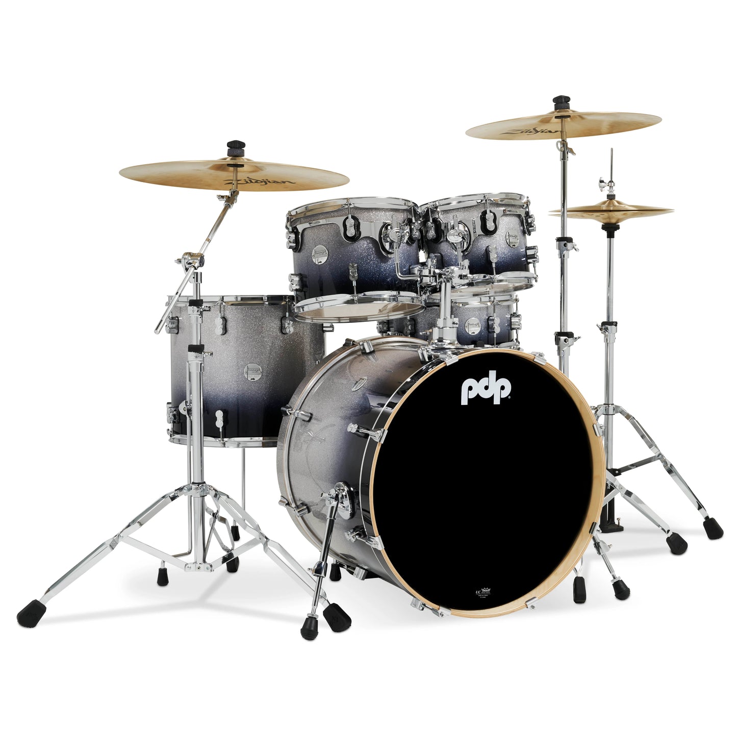 PDP Concept Maple 5-Piece Shell Pack 22", Silver-to-Black Fade, Chrome Hardware