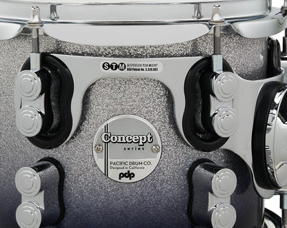 PDP Concept Maple 5-Piece Shell Pack 22", Silver-to-Black Fade, Chrome Hardware