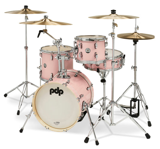 PDP New Yorker 4-Piece Shell Pack 16", Pale Rose Sparkle, Chrome Hardware