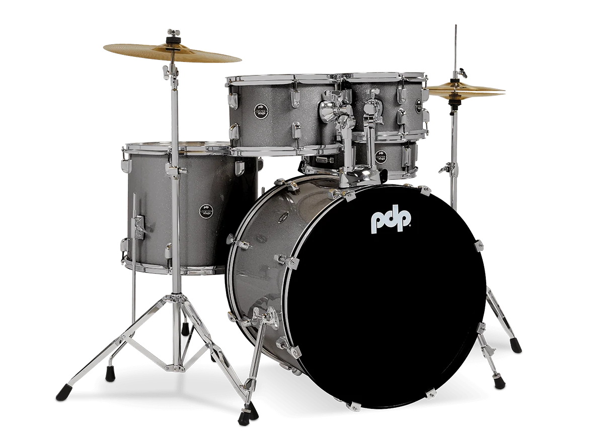 PDP CENTERstage 5-Piece Complete Drum Kit 22", Silver Sparkle (Hardware, Cymbals & Throne)