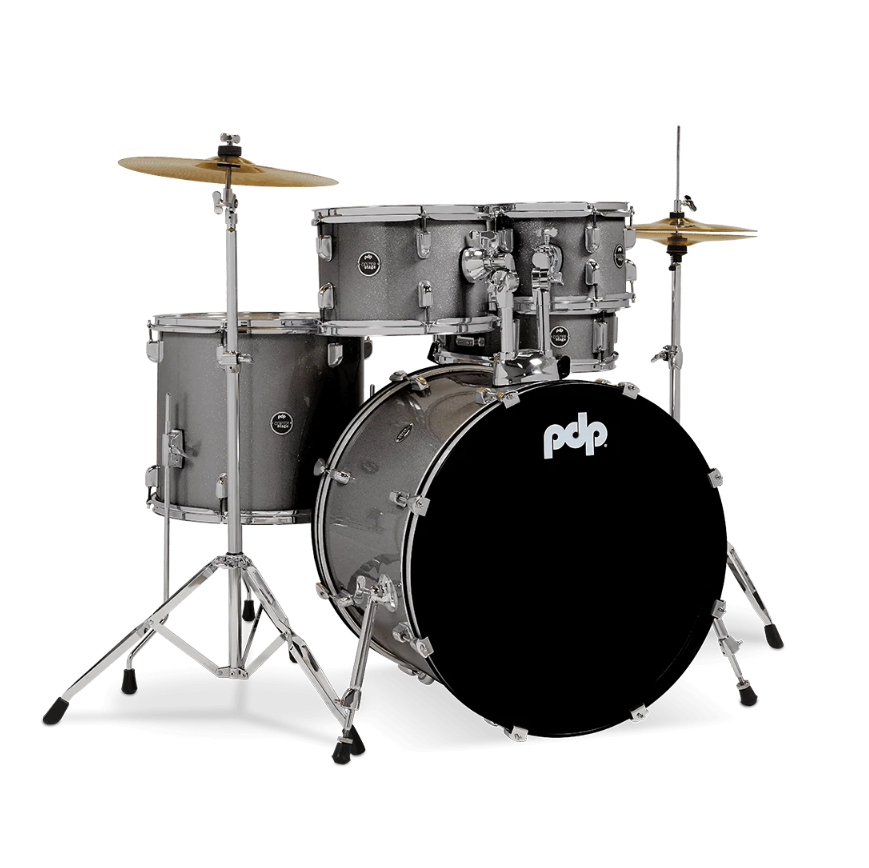 PDP CENTERstage 5-Piece Complete Drum Kit 22", Silver Sparkle (Hardware, Cymbals & Throne)