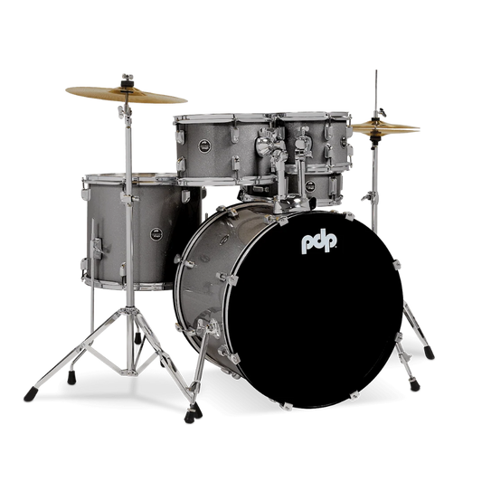 PDP CENTERstage 5-Piece Complete Drum Kit 22", Silver Sparkle (Hardware, Cymbals & Throne)