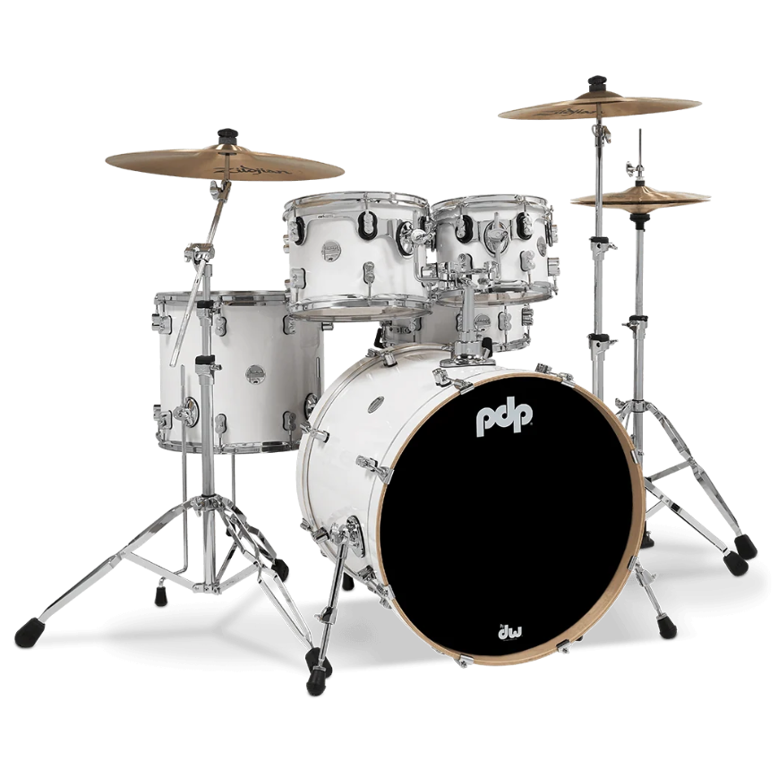 PDP Concept Maple 5-Piece Shell Pack 22", Pearlescent White, Chrome Hardware