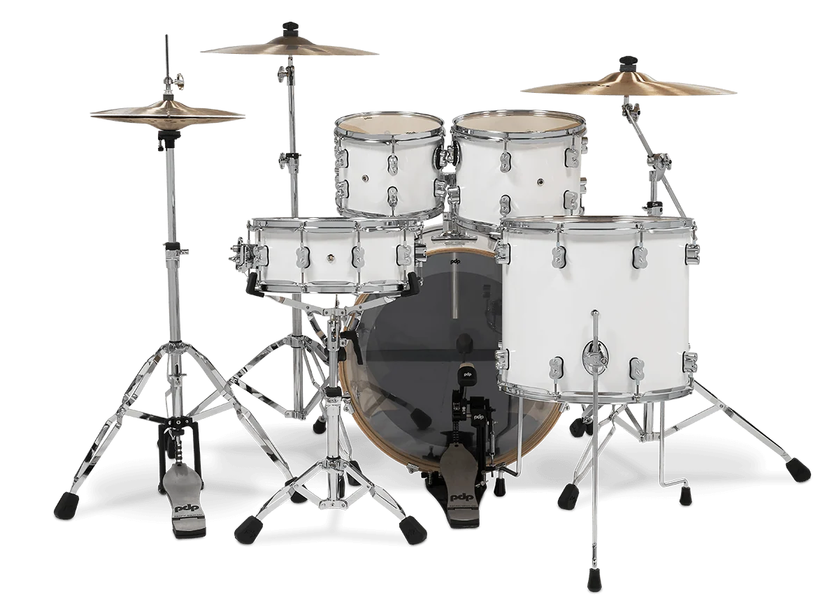 PDP Concept Maple 5-Piece Shell Pack 22", Pearlescent White, Chrome Hardware