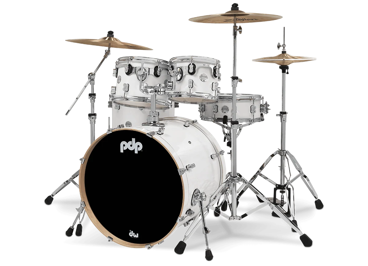 PDP Concept Maple 5-Piece Shell Pack 22", Pearlescent White, Chrome Hardware