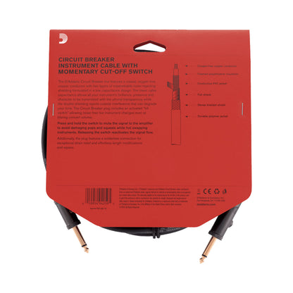 D’addario PW-AG-15 4.5m Circuit Breaker Instrument Cable with Momentary Switch