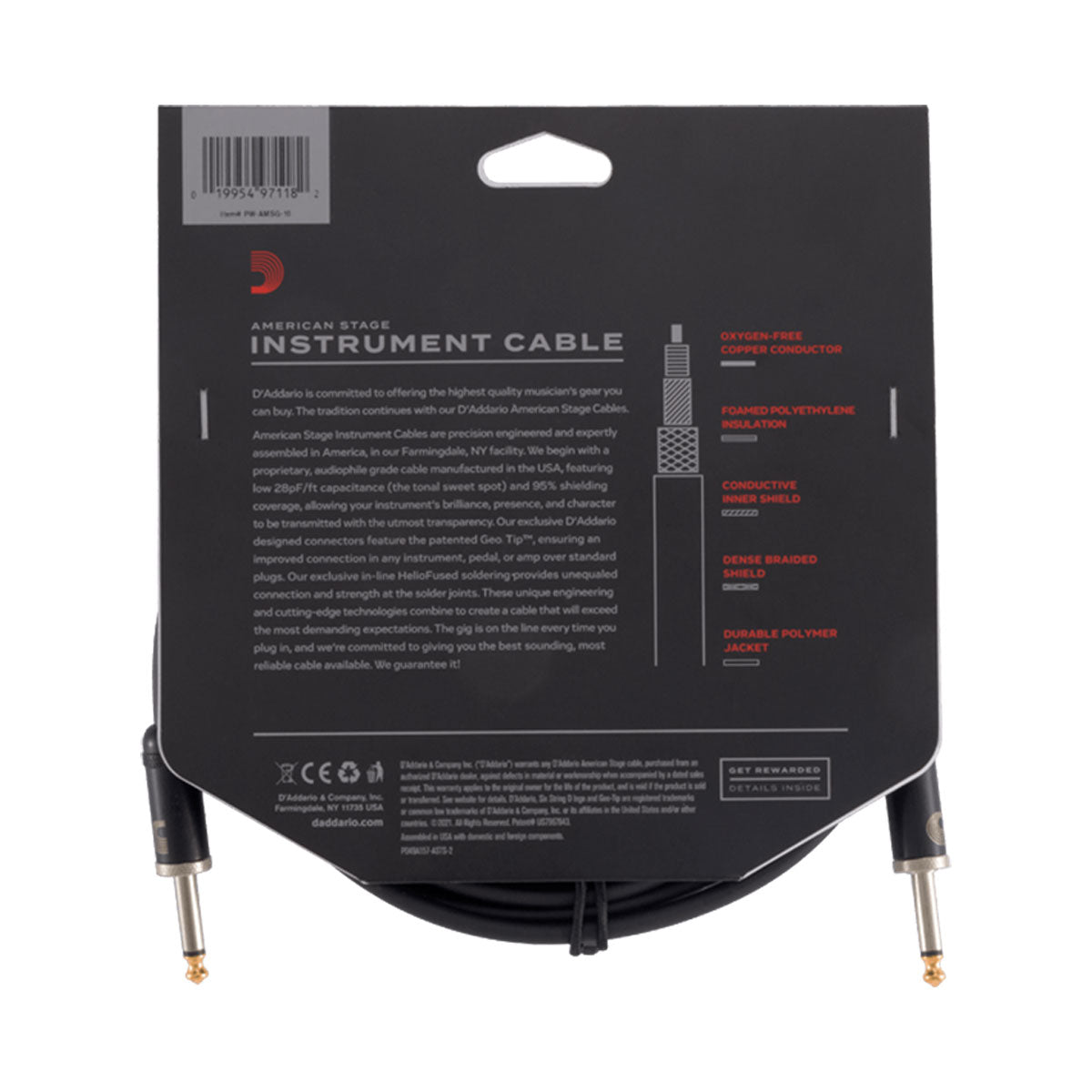 D’addario PW-AMSG-10 3m American Stage Instrument Cable