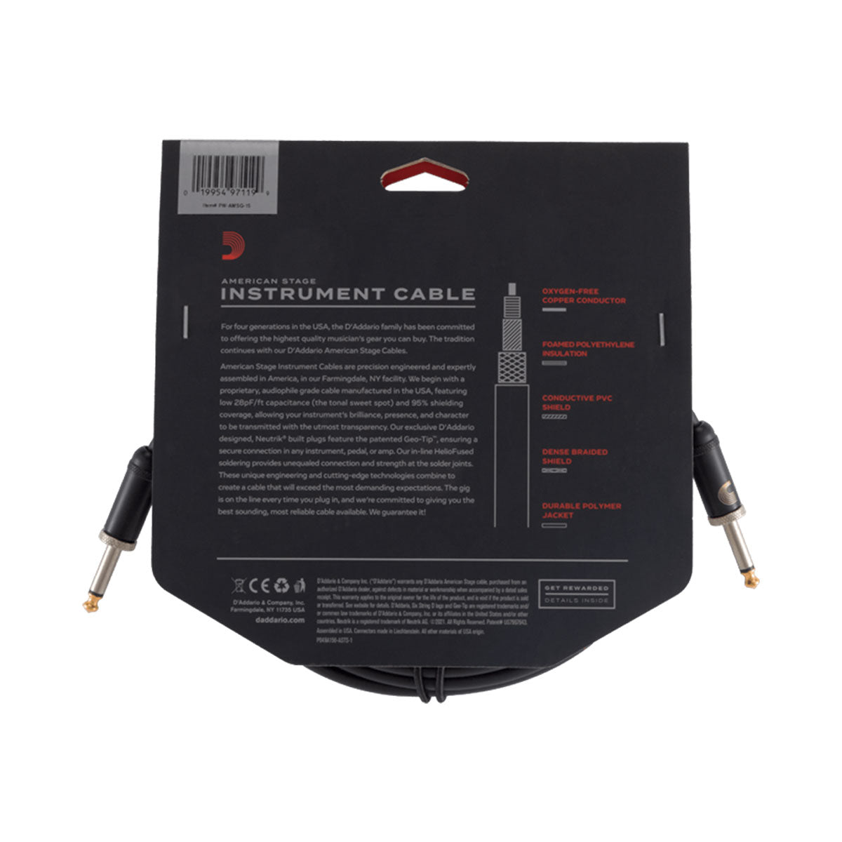 D’addario PW-AMSG-15 4.5m American Stage Instrument Cable