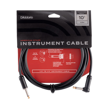 D’addario PW-AMSGRA-10 3m American Stage Straight to Right Angle Instrument Cable