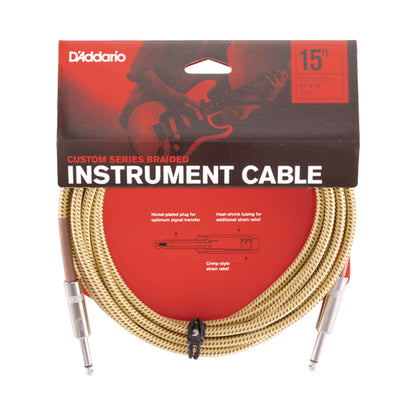 D’addario PW-BG-10TW 3m Braided Instrument Cable – Tweed