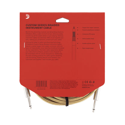 D’addario PW-BG-10TW 3m Braided Instrument Cable – Tweed