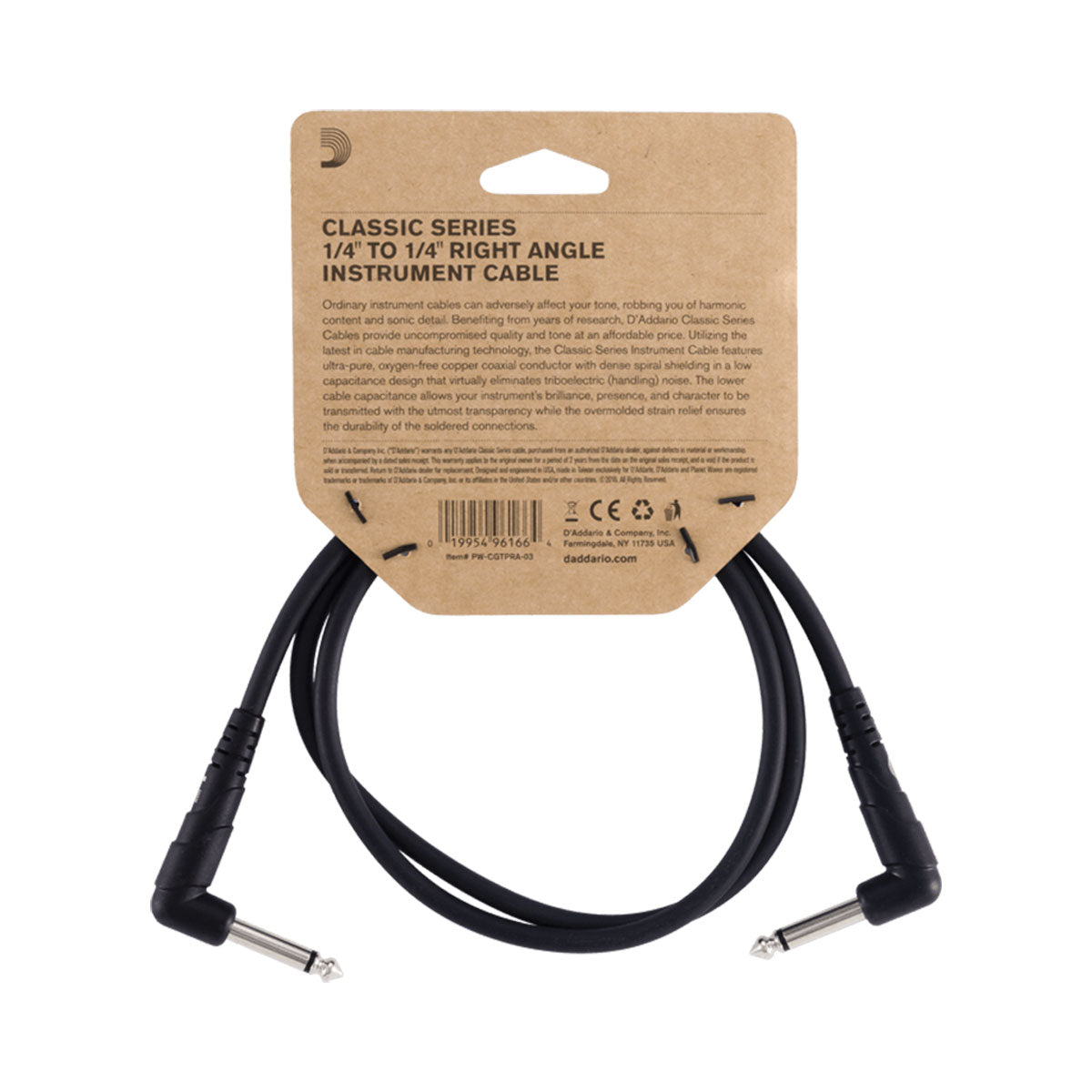D’addario PW-CGTPRA-03 0.9m Classic Series Patch Instrument Cable