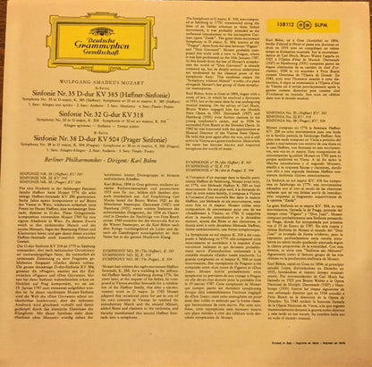 Mozart Symphonies Nos. 35 “Haffner”, 32 & 38 “Prague” Böhm & Berlin Philharmonic 12" Vinyl