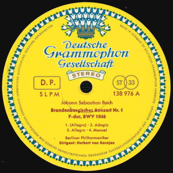 Bach 6 Brandenburg Concertos Karajan & Berlin Philharmonic 3×12" Vinyl