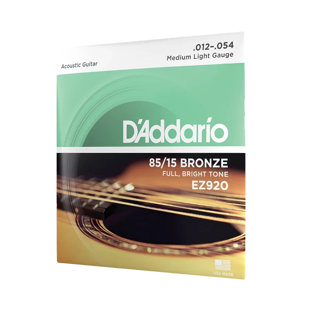 D'Addario 12-54 Medium Light Gauge 85/15 Acoustic Guitar Strings EZ920