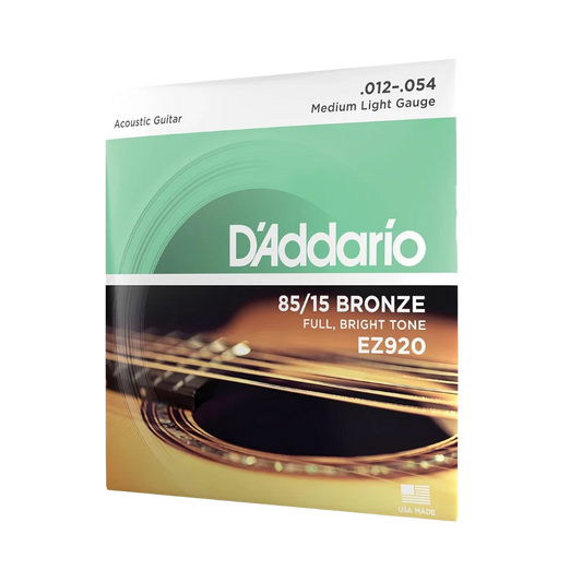 D'Addario 12-54 Medium Light Gauge 85/15 Acoustic Guitar Strings EZ920
