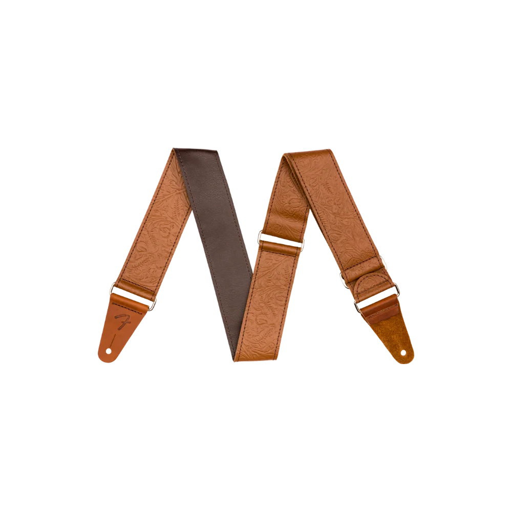 Fender Tooled Leather Guitar Strap, Brown, 2
