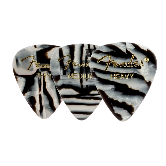 Fender Zebra Graphic Picks, 351 Shape - 12 Pack (Multiple Sizes Available)