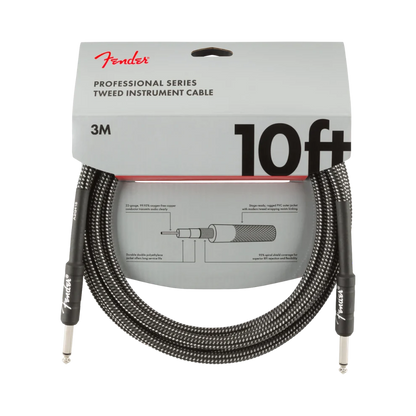 Fender Professional Series Instrument Cables, 10', Gray Tweed