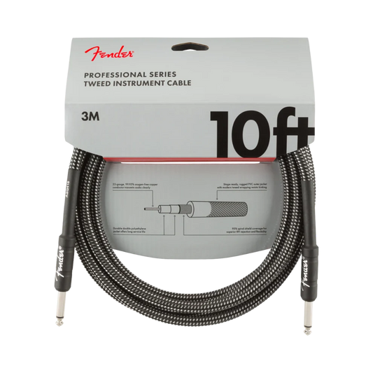 Fender Professional Series Instrument Cables, 10', Gray Tweed