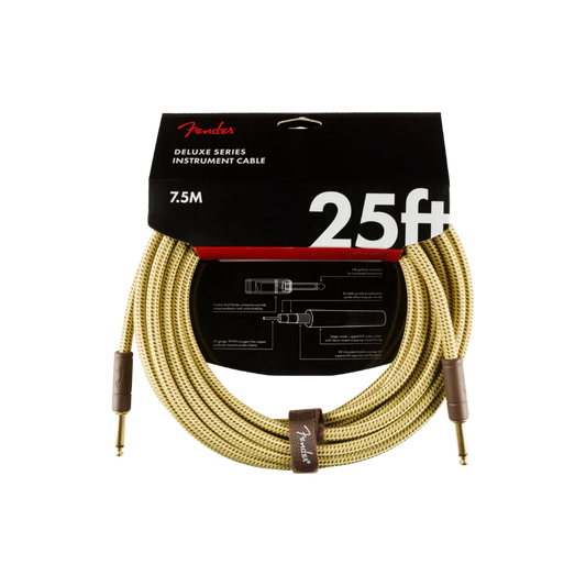 Fender Deluxe Series Instrument Cable, Straight/Straight, 25', Tweed