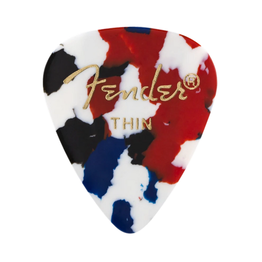 Fender Classic Celluloid Pick, Confetti, 351 Shape, Thin