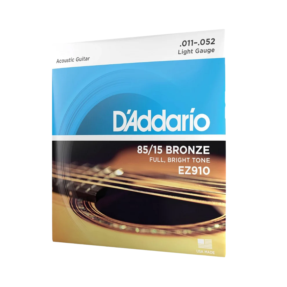 D'Addario 11-52 Light Gauge 85/15 Acoustic Guitar Strings EZ910