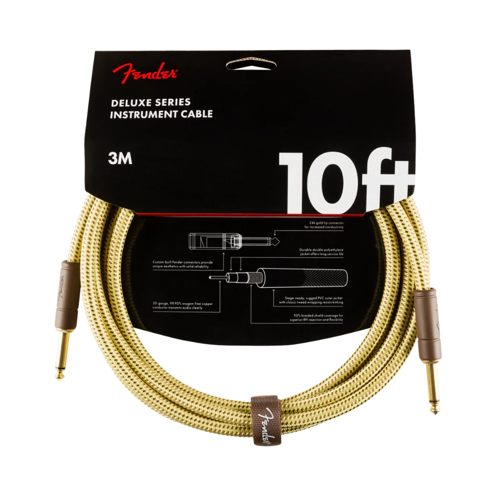 Fender Deluxe Series Instrument Cable, Straight/Straight, 10', Tweed