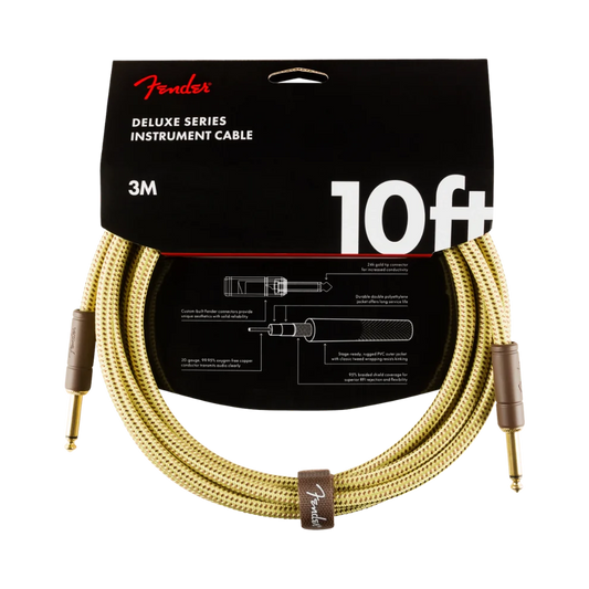 Fender Deluxe Series Instrument Cable, Straight/Straight, 10', Tweed