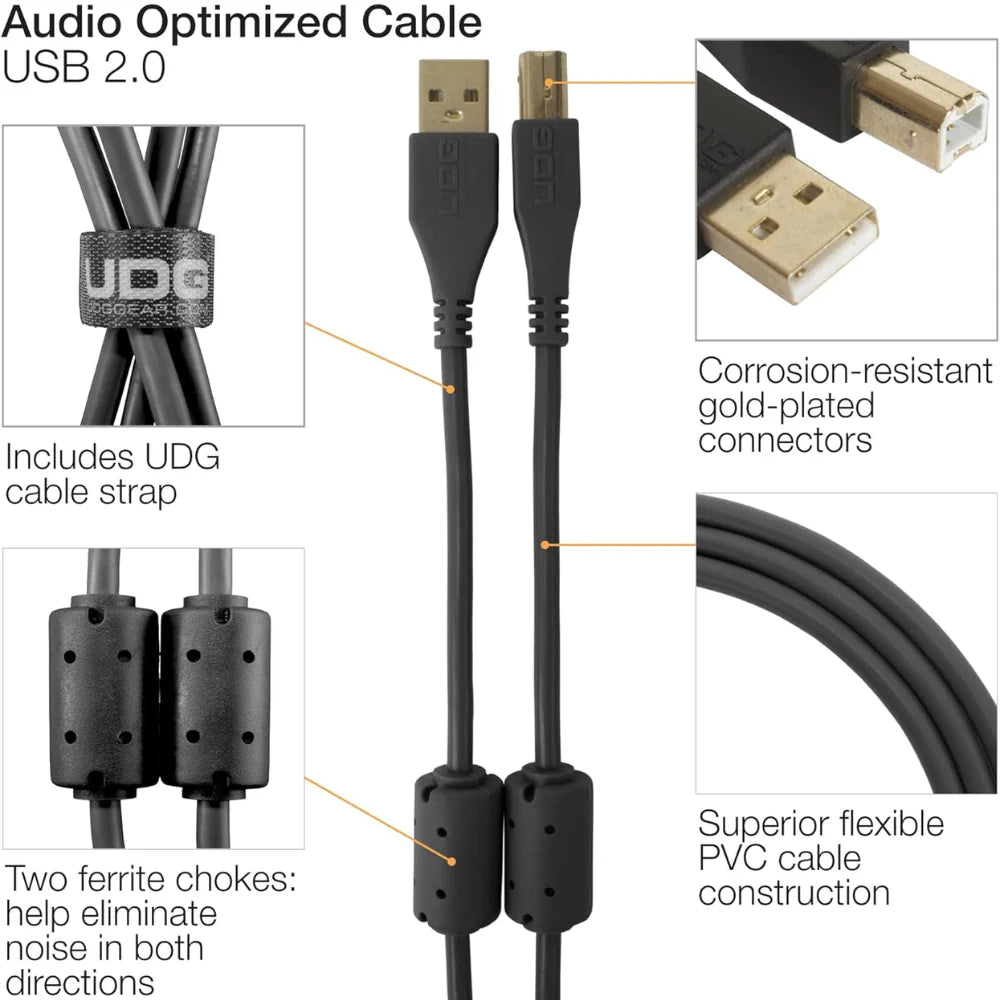 UDG Ultimate Audio Cable USB 2.0 A-B, Straight, 2m (Multiple Colors Available)