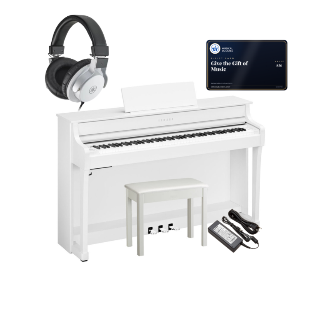 Yamaha CLP-835 Clavinova Digital Piano Bundle (White)