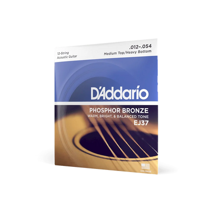 D'Addario EJ37 12-String Acoustic Guitar Strings 12-54 Medium Top/Heavy Bottom