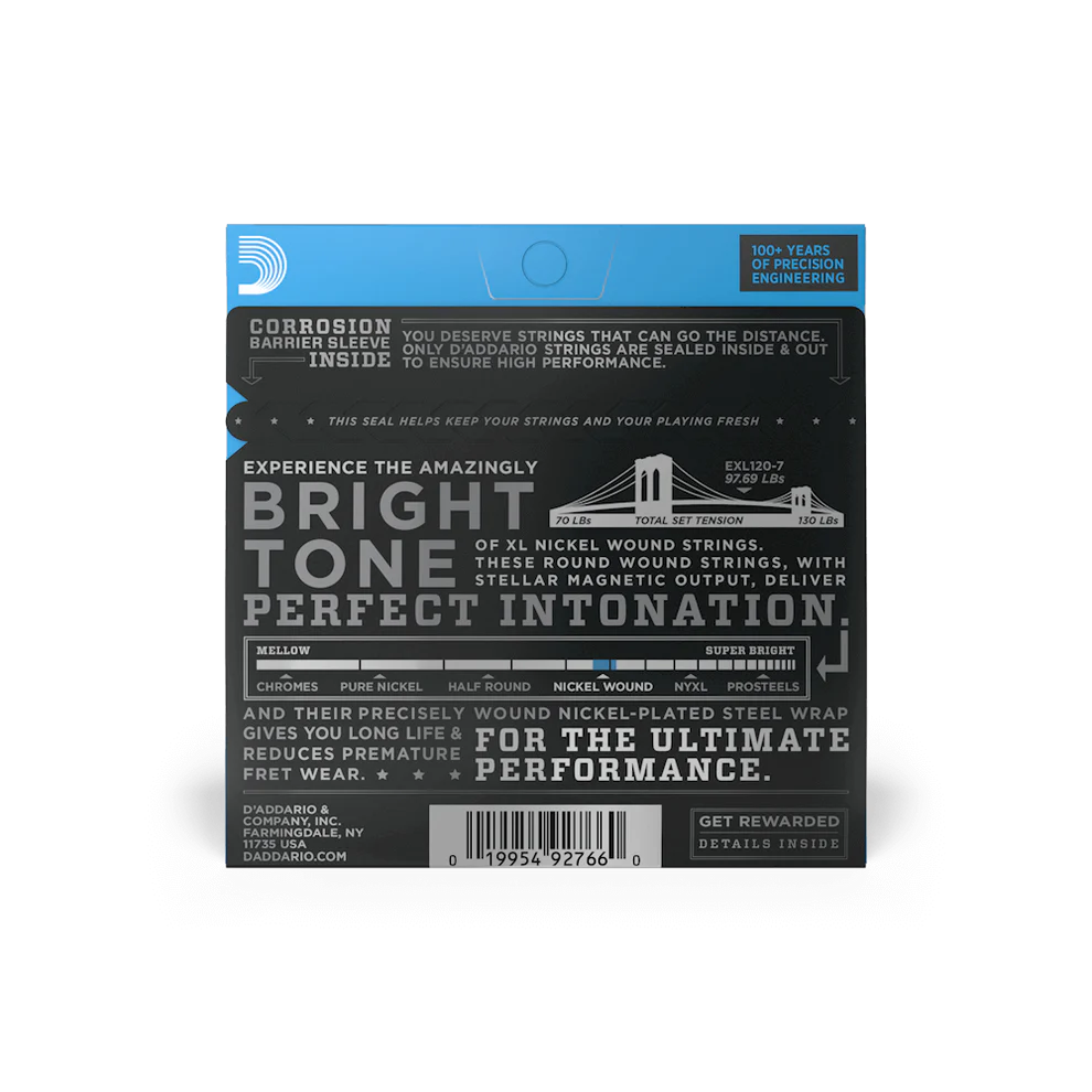 D'Addario 09-54 Super Light 7-String Electric Guitar Strings EXL120-7
