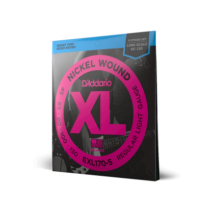 D'Addario 45-130 Regular Light Long Scale 5-String Bass Strings EXL170-5