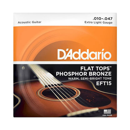 D’Addario EFT15 10-47 Flat Tops Extra Light Acoustic Guitar Strings