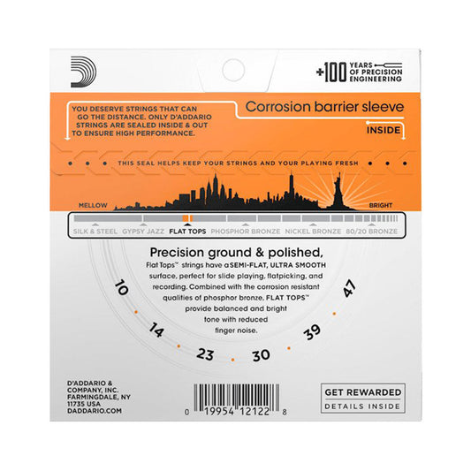 D’Addario EFT15 10-47 Flat Tops Extra Light Acoustic Guitar Strings