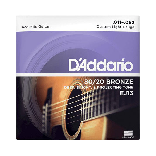 D’addario EJ13 11-52 Custom Light Acoustic Guitar Strings