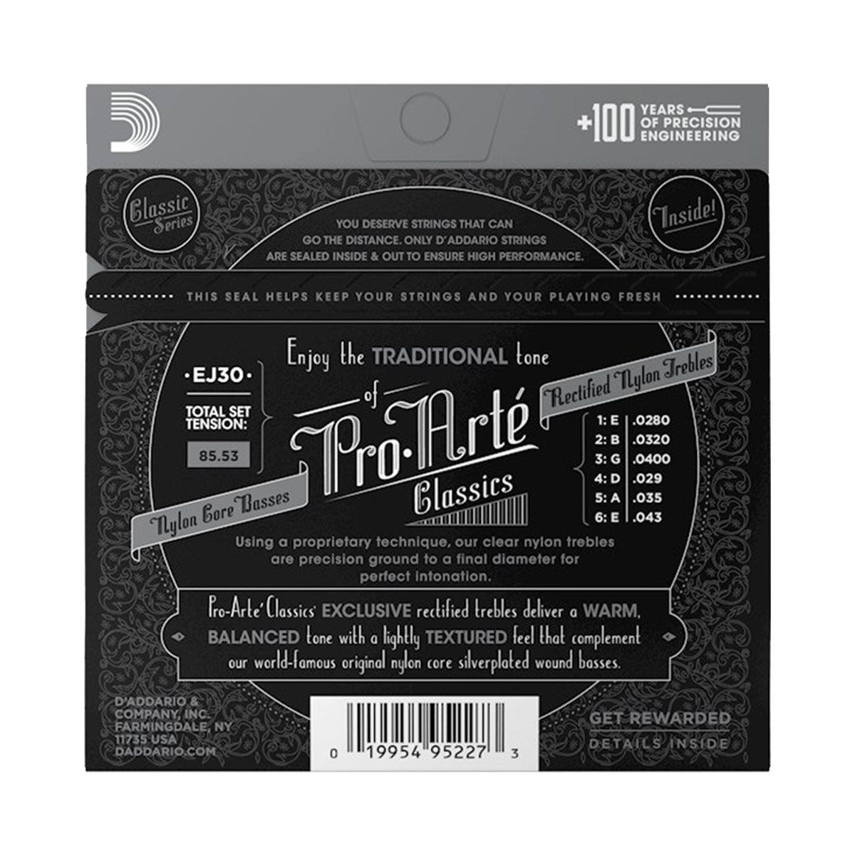 D’addario EJ30 Normal Tension Rectified Nylon Trebles Classic Guitar Strings