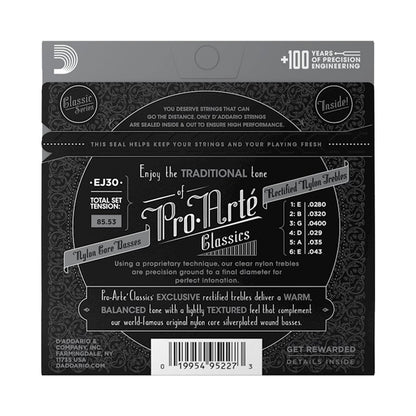 D’addario EJ30 Normal Tension Rectified Nylon Trebles Classic Guitar Strings