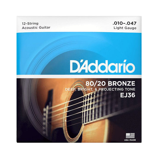 D’Addario EJ36 10-47 12-String Light Acoustic Guitar Strings