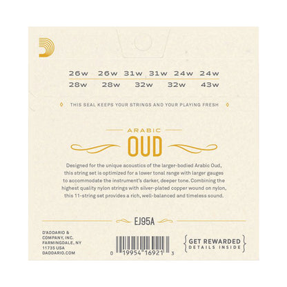 D'Addario Oud Normal Tension 11-String Set for Arabic Tuning EJ95A