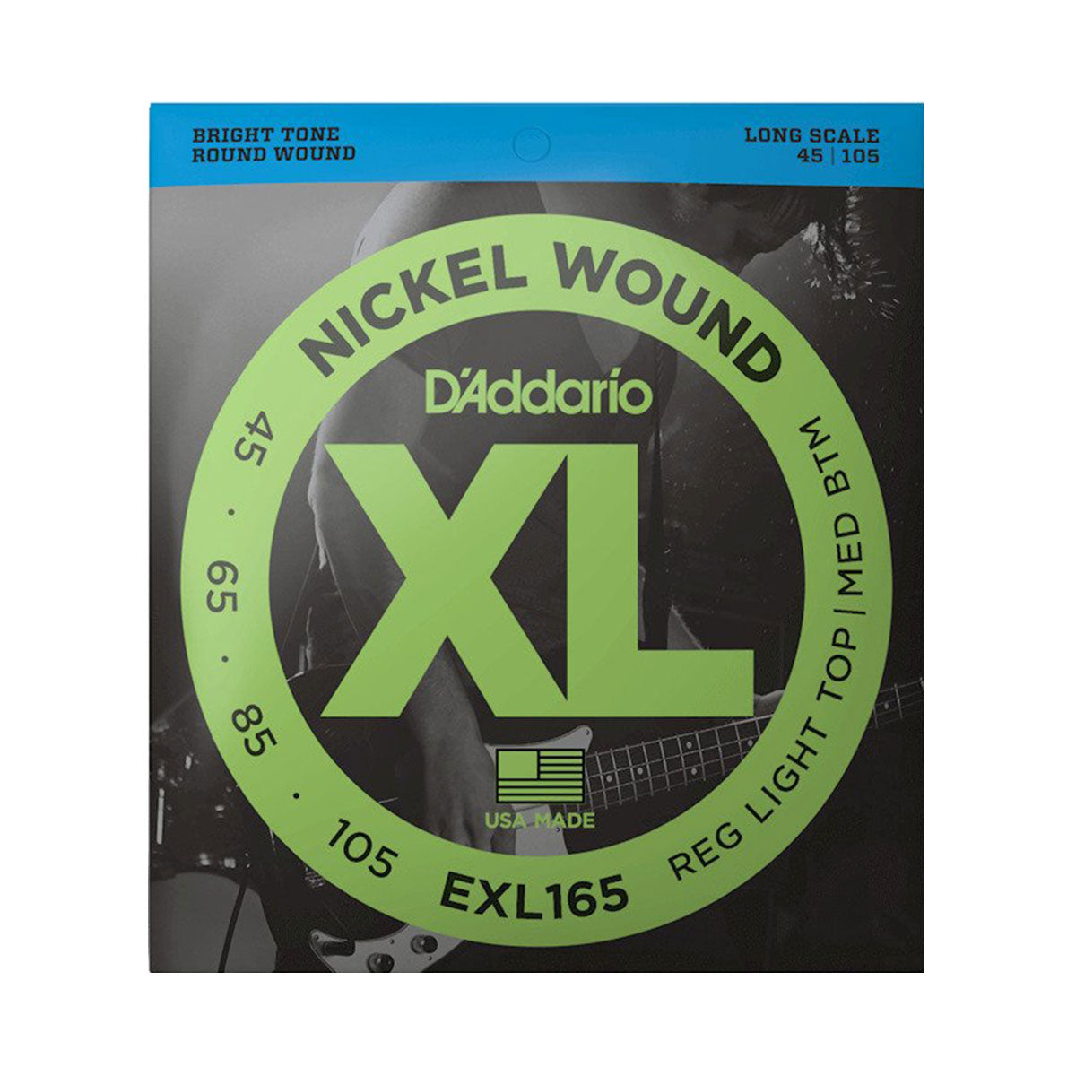 D’addario EXL165 45-105 Regular Light Top/Medium Bottom Long Scale Bass Guitar Strings