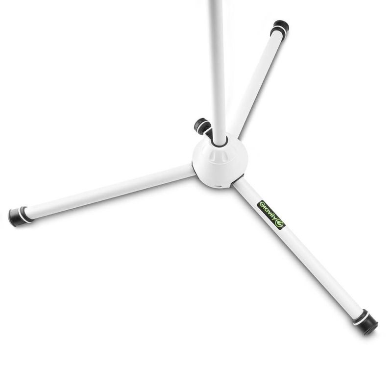 Gravity Microphone Stand with Folding Tripod Base and 2-Point Adjustment Telescoping Boom, White