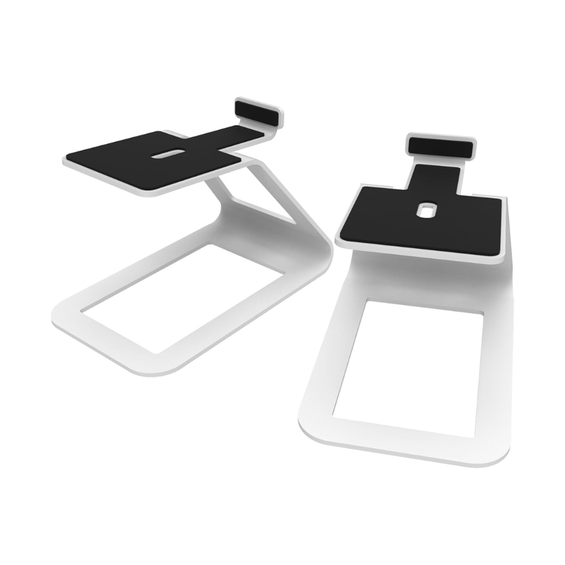 Kanto SE4 Elevated Desktop Speaker Stands for Medium Bookshelf Speakers, White (Sold in Pairs)