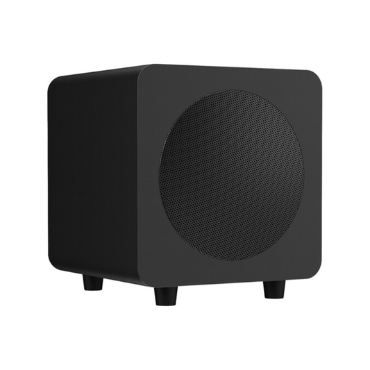 Kanto SUB6 Sealed Powered Subwoofer, 200W Peak Power, 6" Woofer, Vinyl, Type C and Type G Power Cords, Matte Black
