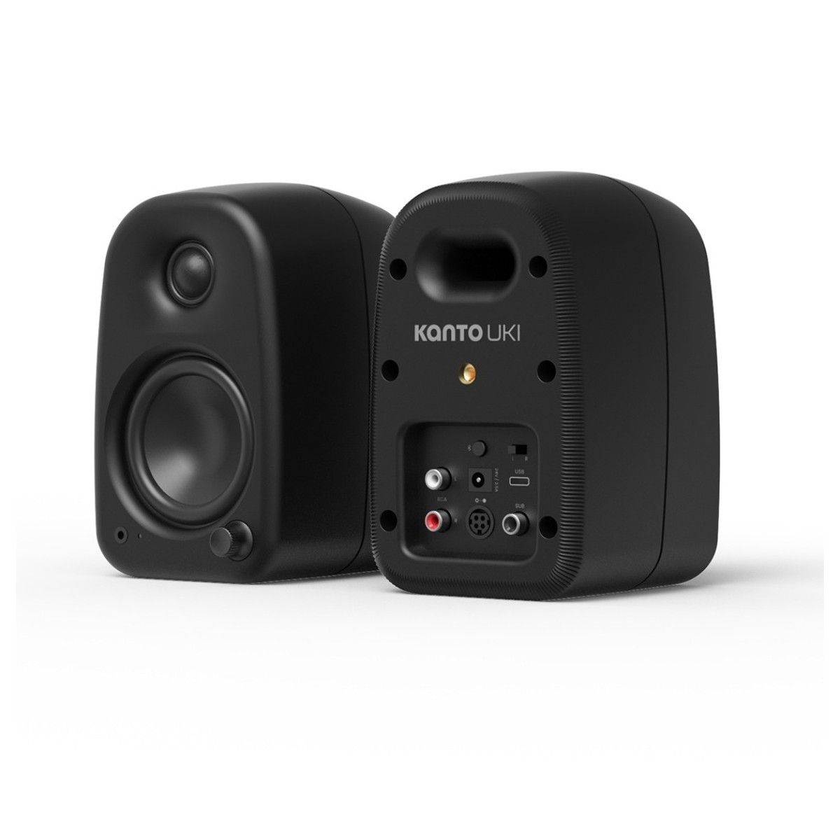 Kanto UKI 100W Desktop Speakers with Bluetooth, USB-C, Headphone out, Onyx (Matte Black), Sold in Pairs